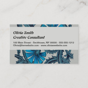 Vintage Blue Antique Flower art rustic Tile Decor Business Card