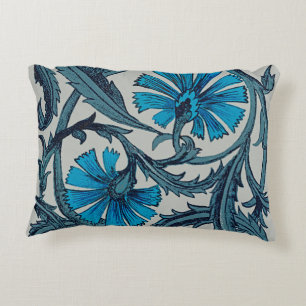 Vintage Blue Antique Flower art rustic Tile Decor Decorative Cushion