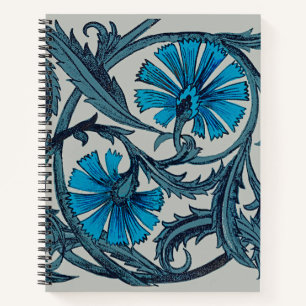 Vintage Blue Antique Flower art rustic Tile Decor Notebook