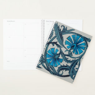 Vintage Blue Antique Flower art rustic Tile Decor Planner