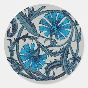 vintage blue antique flower arts crafts rustic classic round sticker