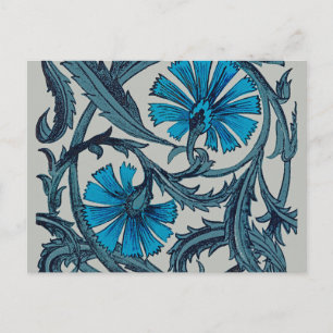 vintage blue antique flower arts crafts rustic postcard