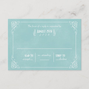 Vintage Blue Art Deco RSVP Cards
