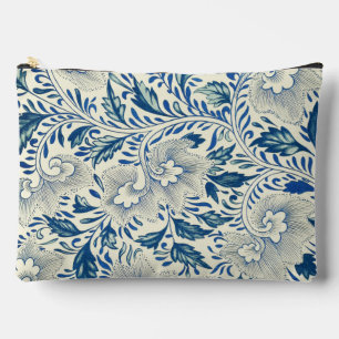 Vintage Blue Asian Floral: Antique Chinoiserie Accessory Pouch