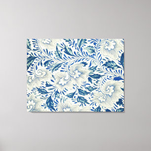 Vintage Blue Asian Floral: Antique Chinoiserie Canvas Print