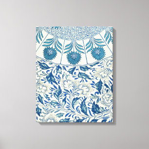 Vintage Blue Asian Floral: Antique Chinoiserie Canvas Print