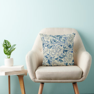 Vintage Blue Asian Floral: Antique Chinoiserie Cushion