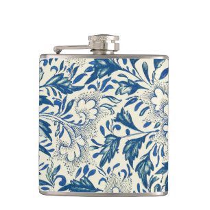 Vintage Blue Asian Floral: Antique Chinoiserie Hip Flask