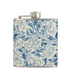 Vintage Blue Asian Floral: Antique Chinoiserie Hip Flask