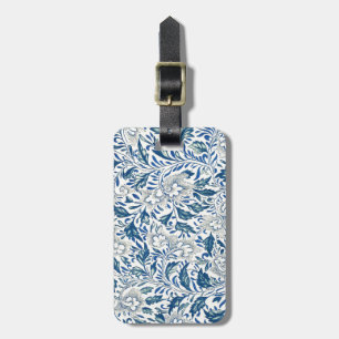 Vintage Blue Asian Floral: Antique Chinoiserie Luggage Tag