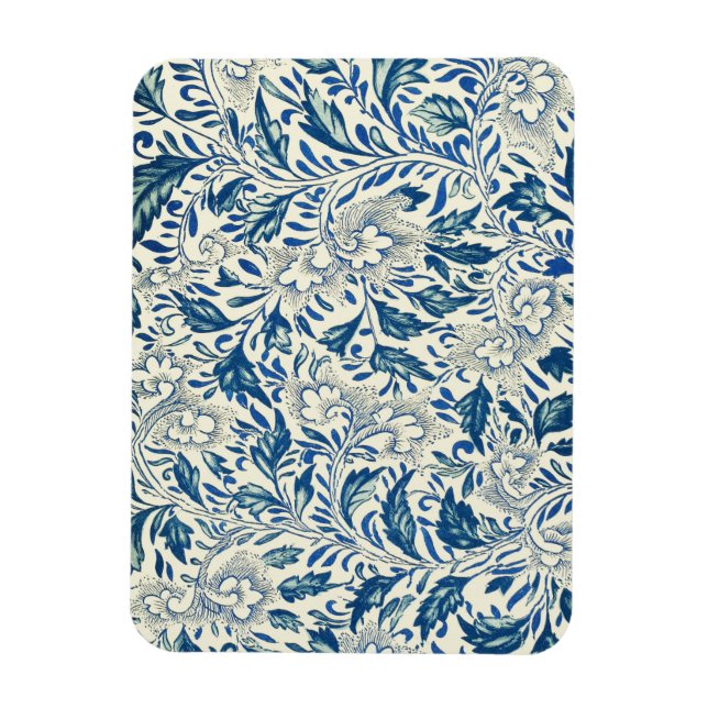 Vintage Blue Asian Floral: Antique Chinoiserie Magnet (Vertical)