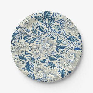 Vintage Blue Asian Floral: Antique Chinoiserie Paper Plate