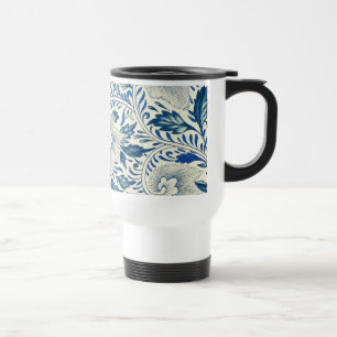 Vintage Blue Asian Floral: Antique Chinoiserie Travel Mug