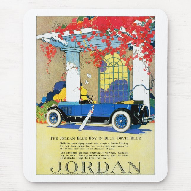 Vintage Blue Automobile Ad Mouse Pad (Front)