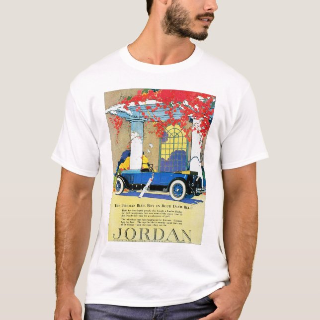 Vintage Blue Automobile Ad T-Shirt (Front)