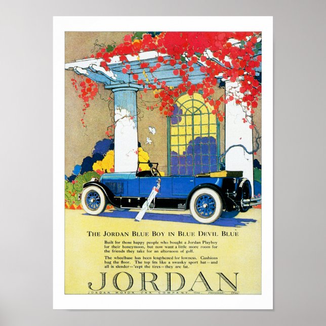 Vintage Blue Automobile Poster (Front)