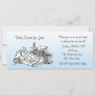 Vintage Blue Baby Shower Invitation