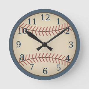 Vintage Blue Baseball Clock 