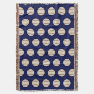 Vintage Blue Baseball Throw Blanket Gift
