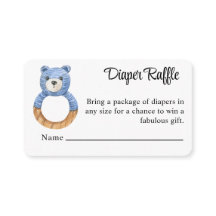 Vintage Blue Bear Teething Ring Diaper Raffle