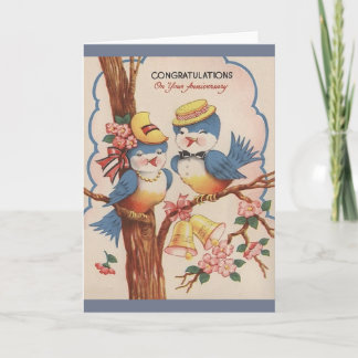 Vintage Blue Bird Anniversary Greeting Card