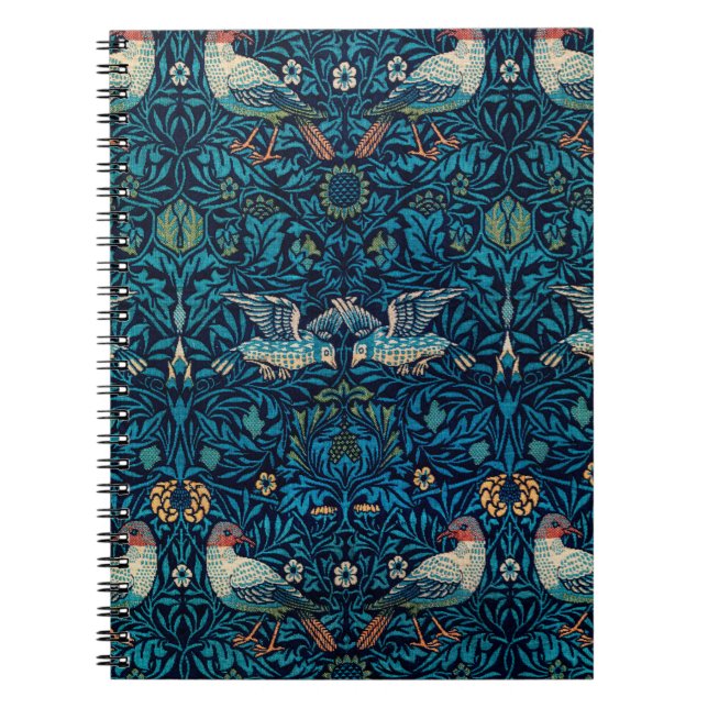 Vintage Blue Bird by William Morris Notebook (Front)