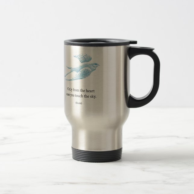 Vintage Blue Bird Travel Mug (Right)
