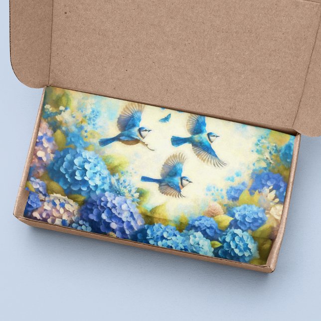 Vintage Blue Birds And Hydrangeas  Tissue Paper (Creator Uploaded)