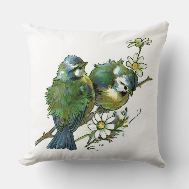 Vintage Blue Birds Cushion (Front)