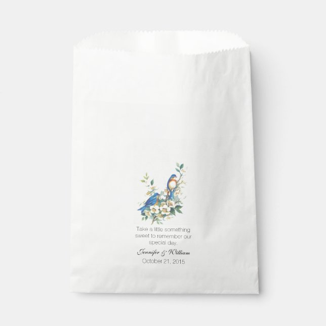 Vintage Blue Birds Custom Wedding Favour Bag (Front)