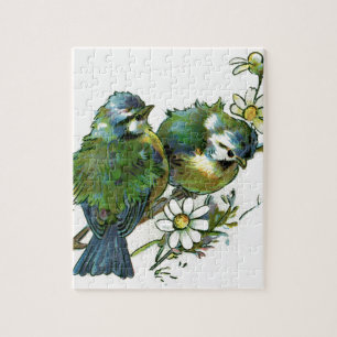 Vintage Blue Birds Jigsaw Puzzle