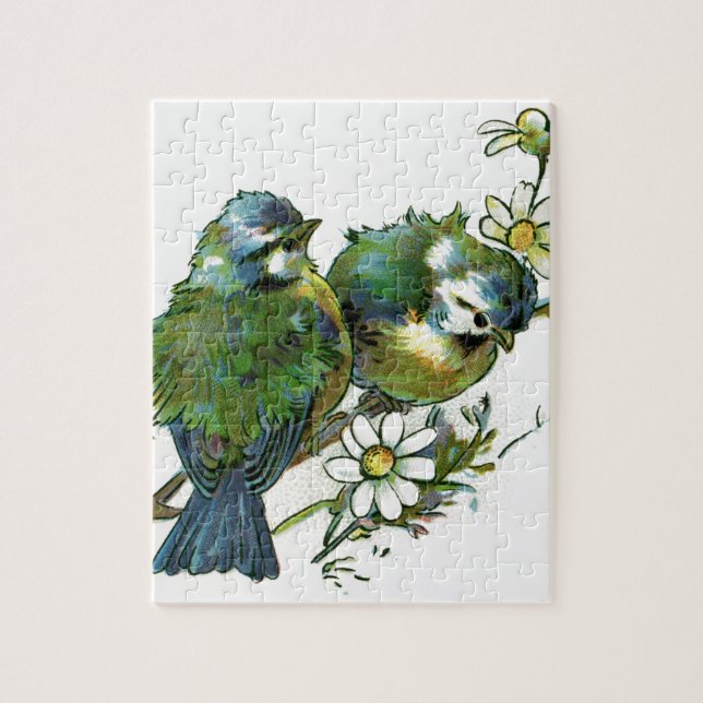 Vintage Blue Birds Jigsaw Puzzle (Vertical)