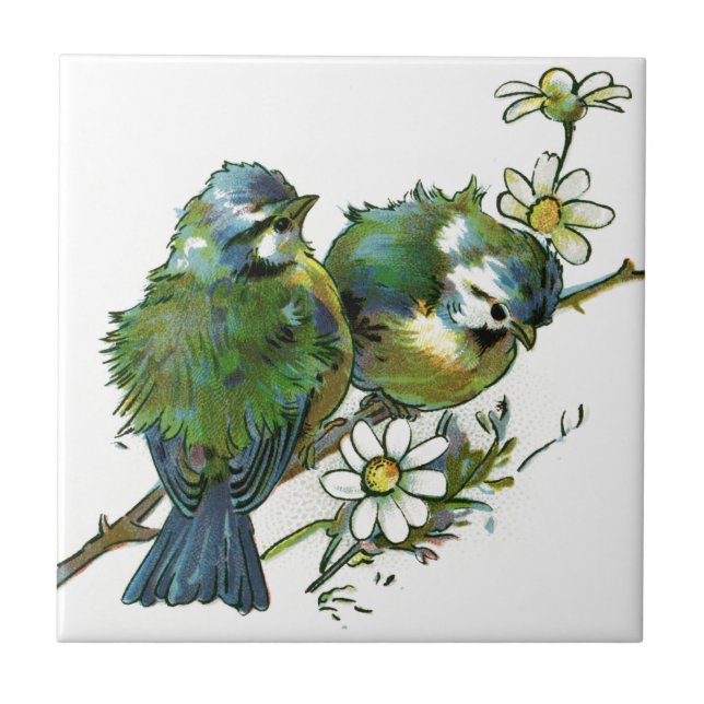 Vintage Blue Birds Tile (Front)