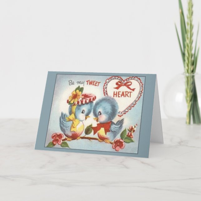Vintage Blue Birds Valentine's Day Greeting Card (Front)