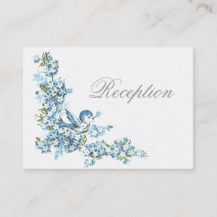 Vintage Blue Birds Winter Wed Reception Enclosure Card