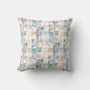 Vintage Blue & Blush Painterly Throw Pillow
