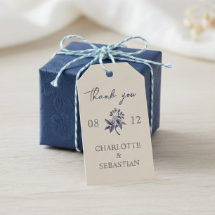 Vintage blue border floral wedding  gift tags