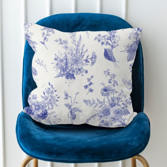 Vintage Blue Botanical Fall  Cushion (Creator Uploaded)