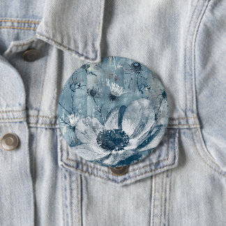 Vintage Blue Botanical Illustration 10 Cm Round Badge