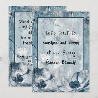 Vintage Blue Botanical Illustration Invitation