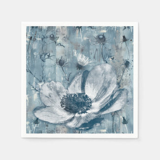Vintage Blue Botanical Illustration Napkin