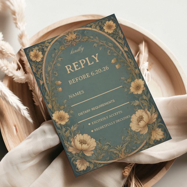 Vintage Blue Botanical RSVP Card (Creator Uploaded)