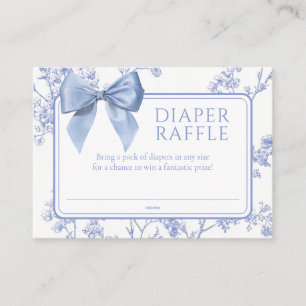 Vintage Blue Bow Diaper Raffle Baby Shower Enclosure Card