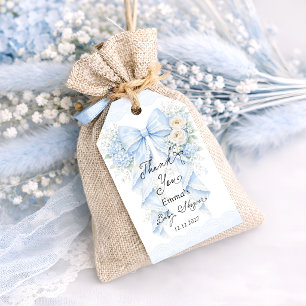 Vintage Blue Bow Floral Baby Shower Thank you Gift Tags