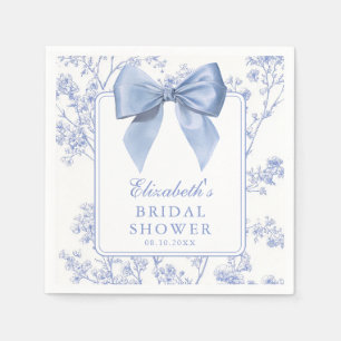 Vintage Blue Bow Floral Bridal Shower Napkin