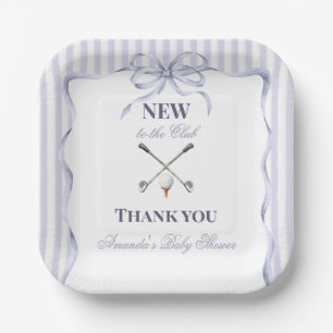 Vintage Blue Boy New to the Club Golf Baby Shower Paper Plate