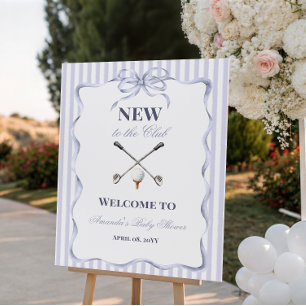 Vintage Blue Boy New to the Club Golf Baby Shower Poster