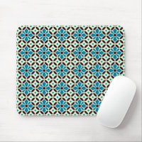 Vintage Blue Brown Barcelona Star Tile Geometric