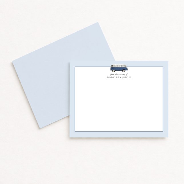 Vintage Blue Bus Nursery Note Card (Creator Uploaded)