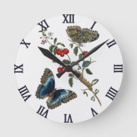 Vintage Blue Butterflies and Red Fruits